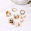 8 Pcs/set New Gold Retro Vintage Women Lady Gemstone Turquoise Jewelry Punk Rings Sets