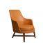 modern hotel orange ash wooden leg leather arm lounge chair