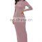 Women's Sexy Fashion Solid Color Long Dress Long Sleeve Stretch Slim Turtleneck Dress Sexy Long Dress