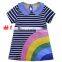 Wholesale Toddler Dresses Summer New Girls Rainbow Dress Striped Cotton Flower Baby Girls Dresses