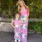 2019 mommy and me pink print cotton sleeveless kids women maxi dress summer (this link for girls,1-13years)