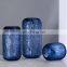 China Factory Wholesale Blue Color Ripple Flower Vase Glass Vase for Home Decoration