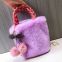 009 2023 Autumn and Winter Faux Leather Bag Pink Plush Bag Slant Span Fruit Cherry Element Shoulder bag