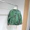 Manteau de mante de mink en style chinois nouveau, en jacquard vert, pour femme, de haute qualité, en fourrure et en duvet, court pour l'hiver