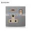 China New Products Golden Stainless Steel 13A UK Outlet Wall Light Electric Switch Socket