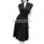 women western cape sleeve solid plunging vintage cocktail dress