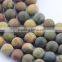 2.0mm Large Hole Hot Selling Round Matte Picasso Jasper Gemstone Loose Beads Approximate 15.5 Inch