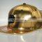 custom high quality gold leather metal plate leather strap baseball caps