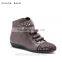 2016 Fashion lace up western studded grey wedge sneakers women