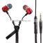 Hot sell personality zipper earphone with Mic factory price