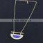 2015 Newest Short Gold Metal Half Round Natural Stone Necklace