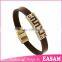 Genuine leathe bracelet Geometrical line debossed mens leather bracelet