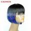 Short Hair Wig Straight Black Root Blue Ombre Synthetic Bob Lace Front Wigs for Women