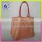 Fashion tote shoulder bag red color jute and cotton material lady handbag