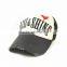 Custom Black Cotton Blank Plain Frayed Distressed Strapback Baseball Cap