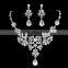 Silver Alloy Rhinestone Earrings Crystal Pendant Necklace Bridal Jewelry Set