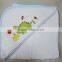 2015 Wholesale 100% cotton white color plain weave baby hooded towel with animal logo embroidery