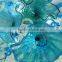 Hot selling hand blown art blue color chihuly style murano glass ceiling chandelier
