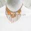 Newest Gold Multirow Goldtone & Orange Seed Bead Pendant Thickness Chain Triple Necklace2016 Fashion Style Wholesale