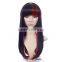 Cheap high heat resistant mix color red synthetic long cosplay wig with bangs