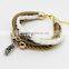 New Vintage Fashion Simple Metal Made With Love Heart Multilayer Leather Bracelet