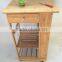 Multi-function bamboo kitchen trolleys with baskets wheels for kitchen/dinning room/living room