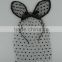 Black origin lace bunny rabbit ears headband