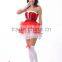 strapless spandex cheap Chrismas santa claus costume for girls with hat