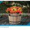 Garden decorative wooden barrel planter