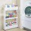 Plastic slid out storage rack/tower folding 3 tire with rolling wheels
