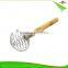 ZY-C1032 spring coil whisk spring egg whisk 9 inch rubber wood handle french whisk with ball shape wire head