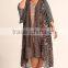 2017 Fashionable Women's Plus Size Clothing Floral Print Woven Kimono Sleeves Long Maxi Oversized Womans Knitted Cardigan
