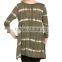 Olive Sound Wave Tie-Dye Three-Quarter Sleeve Top