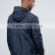Wholesale Custom Best Price High Quality New Design Navy Zip Front Drawstring Hood 100% Polyester Woven Casual Men Jacket