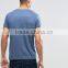 Guangzhou High Quality Custom Embroidery Logo Rolled Short Sleeve O-Neck Blue Mens Cotton Polyester Casual Plain Dyed T-Shirt