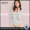 Gray Sleeved Rib Knit Bar Bust Bodysuit 95% Rayon 5% Spandex Sexy Scoop Neck with Criss Sweater