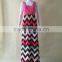 MGOO 2015 High Quality Stock Sleeveless Women Maxi Stripe Dress Knitted Zig Zag Colorful Beach Dress Z390