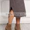 MGOO Custom New Style Knit Shift Midi Dress Deep V Neck Dress Long Sleeves Loose Style Oversized Vestidos