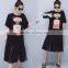 Summer 2017 korean loose ladies dress women super plus size printed dress maternity clothing
