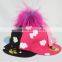 Myfur Girls Popular Hot Pink Baseball Cap and Hat with Multi-Color Raccoon Fur Pompom