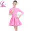 New Girls Candy Color Ballroom Tango Dance Costumes 3/4 Long Sleeve Dance Practice Clothing Turtleneck Toddler's Party Dress