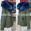 $345 winter clothing fashion raccoon fur collar army green beading jacket manufacturer