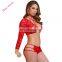 Red Lacy Caged Patchwork Bedtime Beauty Sexy Lingerie