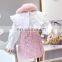 Girl's suit big collar baby shirt with woolen vest skirt