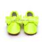 Infant toddler glossy PU shoes solid color baby shoes with bow