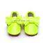 Infant toddler glossy PU shoes solid color baby shoes with bow