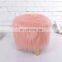 Wholesale modern faux fur round ottoman footstool living room solid wood stool custom
