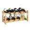 Bamboo Wine Rack 8 Bottle 2 Tier Wine Racks Bar Counter Cabinet Wine Glass Holder Storage Shelf for Kitchen