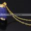 Hot Rectangle Pendant Flower Decor Blue Crystals CZ Small Fashion Jewelry Set
