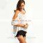 Spring Casual blouse Hem Three Quarter Length Sleeve Round Neck Loose Blouse B011